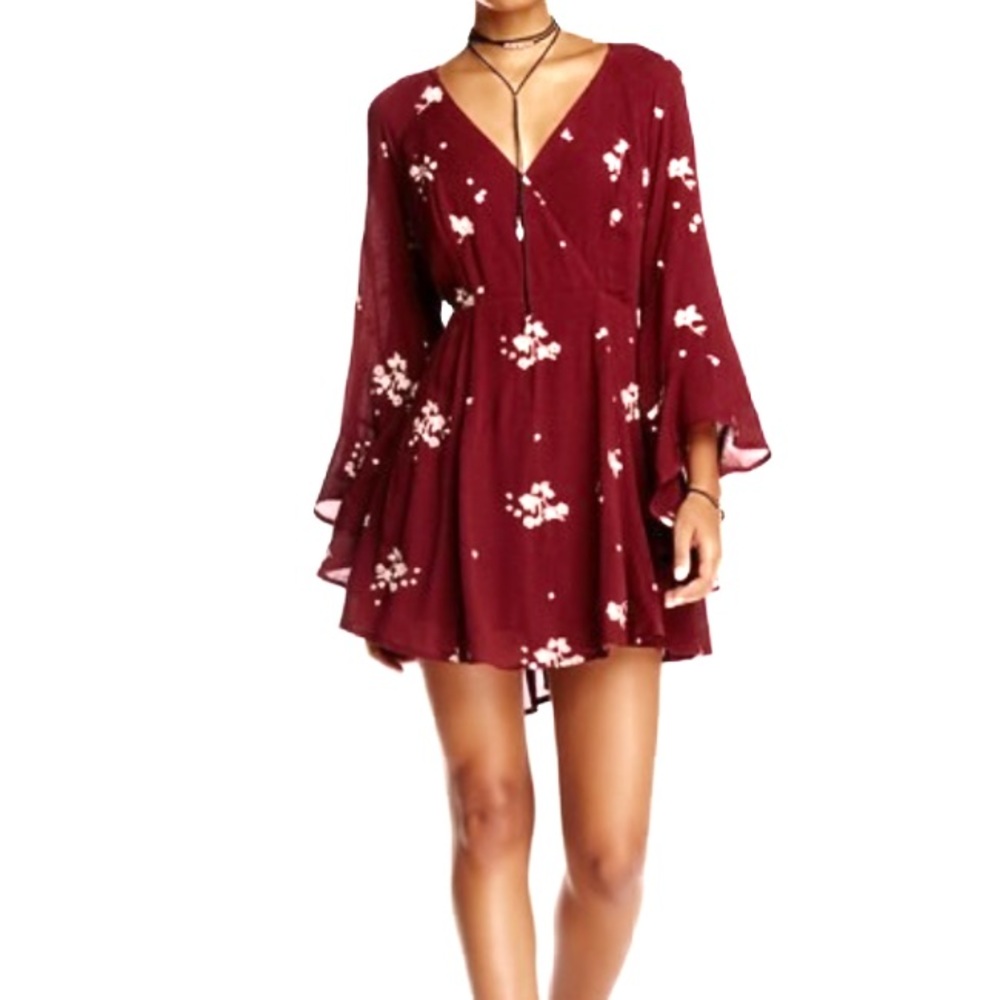 EUC Free People Marsala Jasmine Embroidered Dress